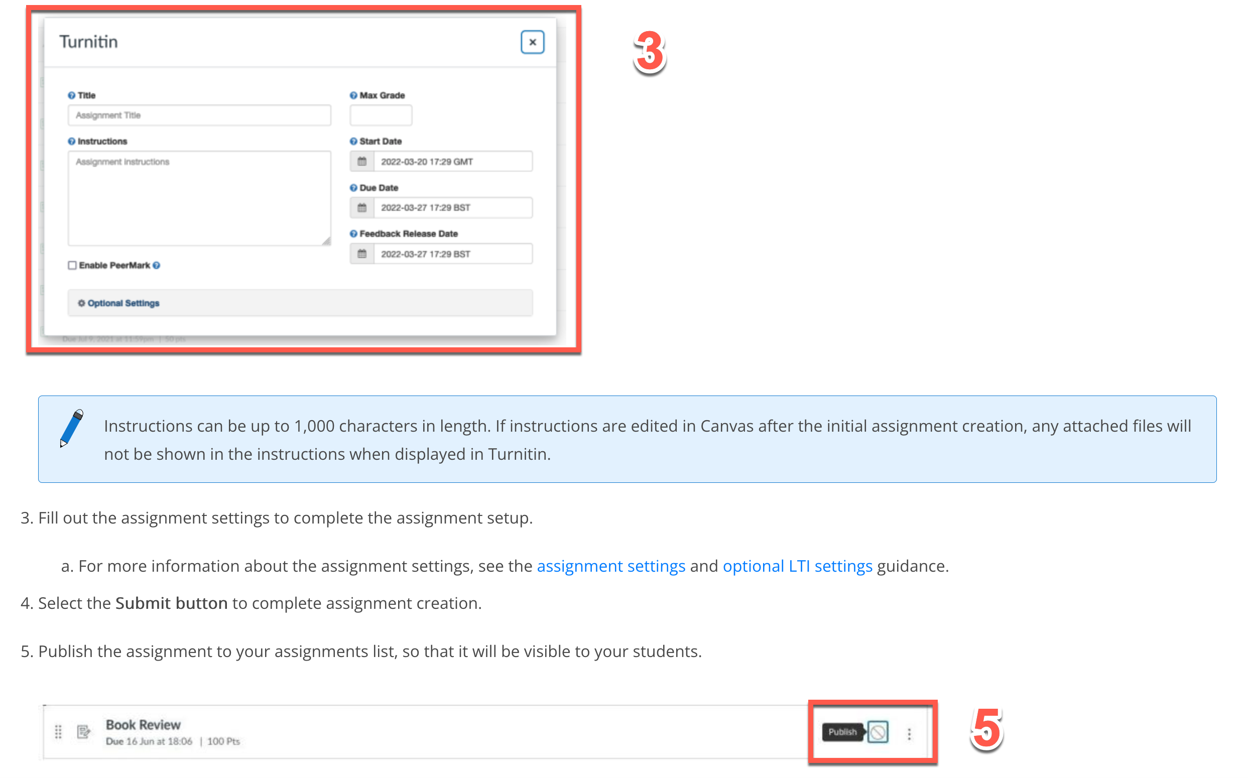 Image guides how to create an TII assignment