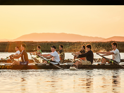 Rowers on water