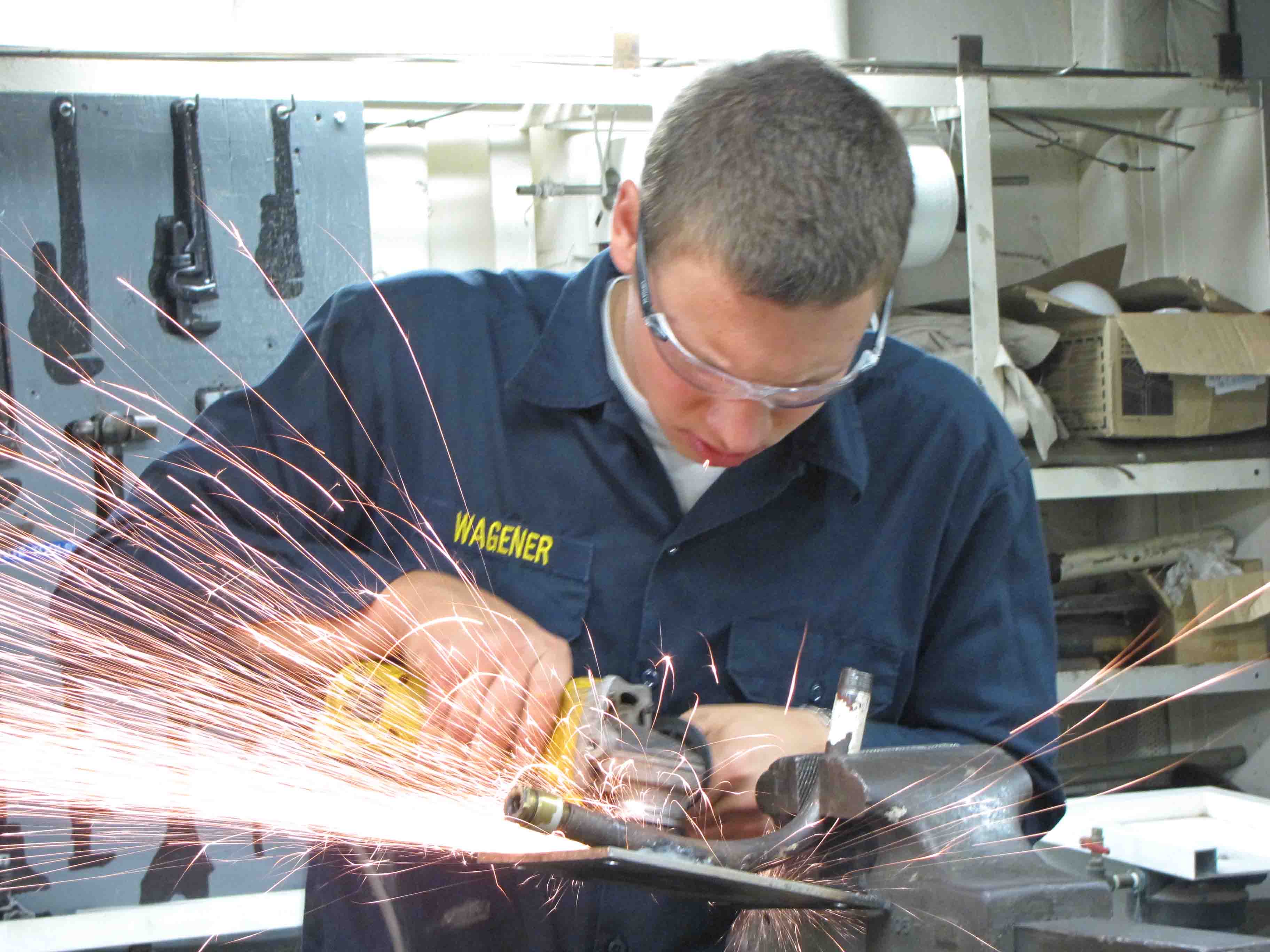 Cadet Grinding in Machine Shop